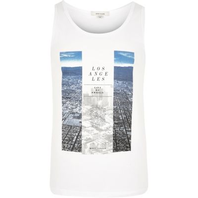 White Los Angeles print vest